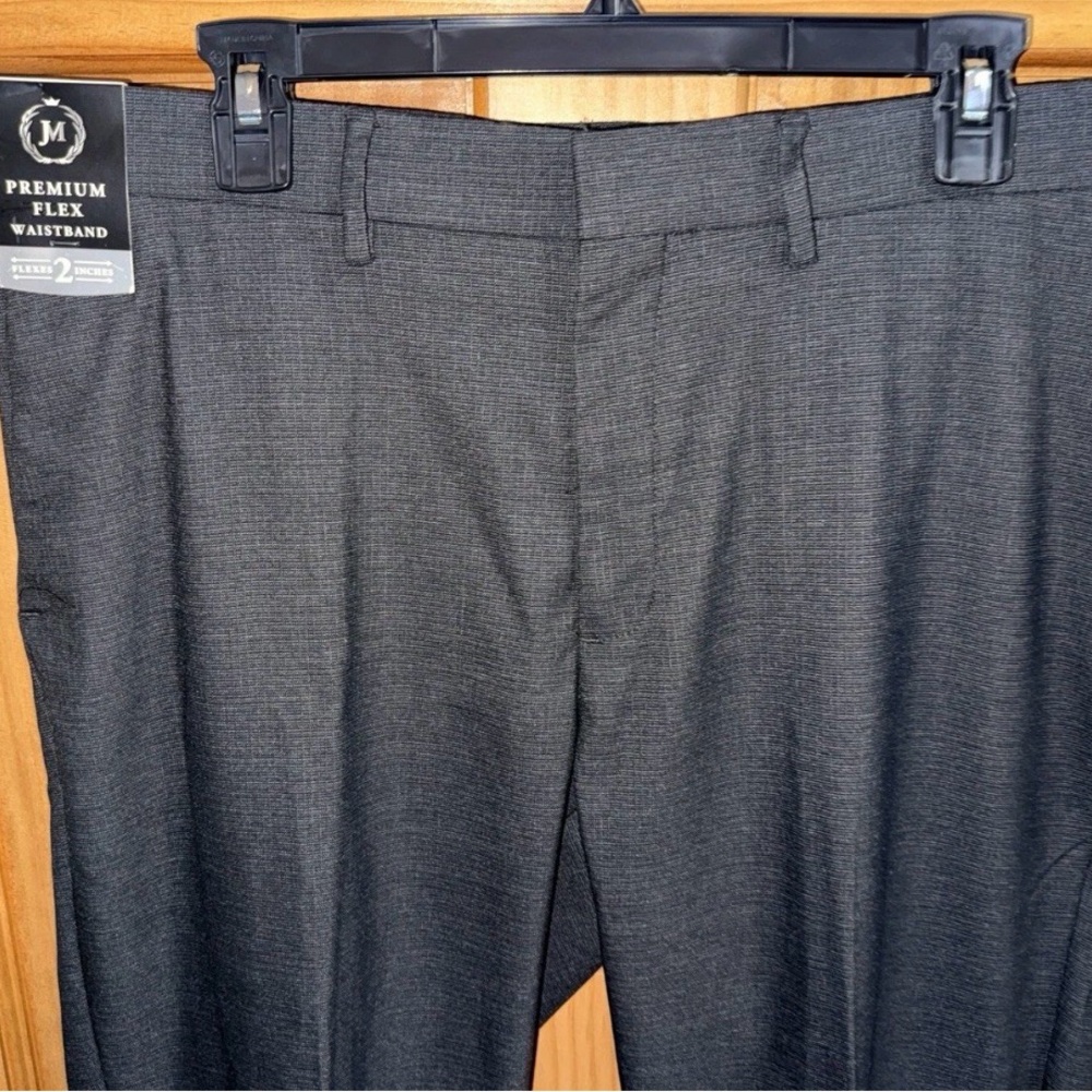 NWT Men’s J.M. Haggar 4-Way Stretch Dress Pants-Grid Charcoal Htr-Slim-36”x30” - Picture 3 of 8